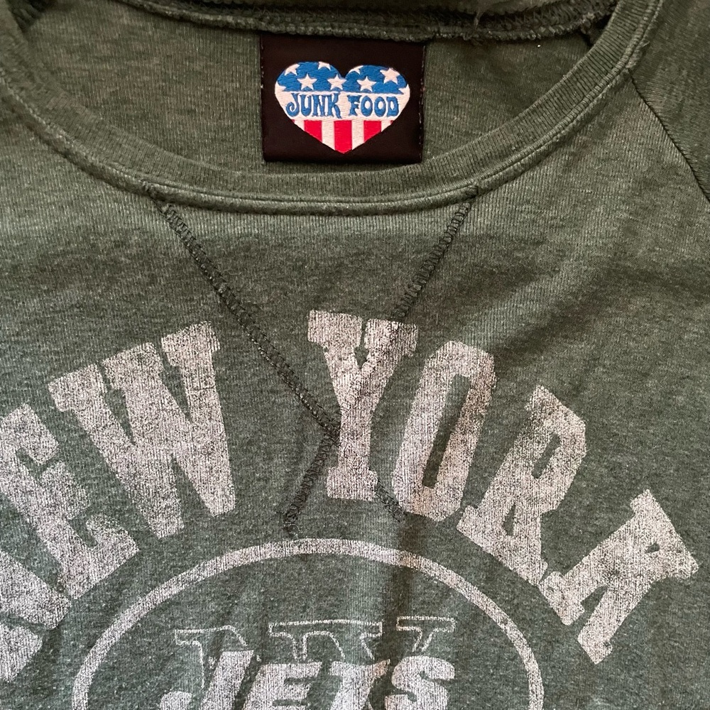 Junk Food Clothing green New York Jets top, knit, vintage look. Small or medium - Picture 3 of 3